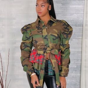 Camo Peplum Jacket